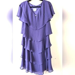 PATRA Chiffon Tiered Dress, Lilac Color, Rhinestone detail, Size 10